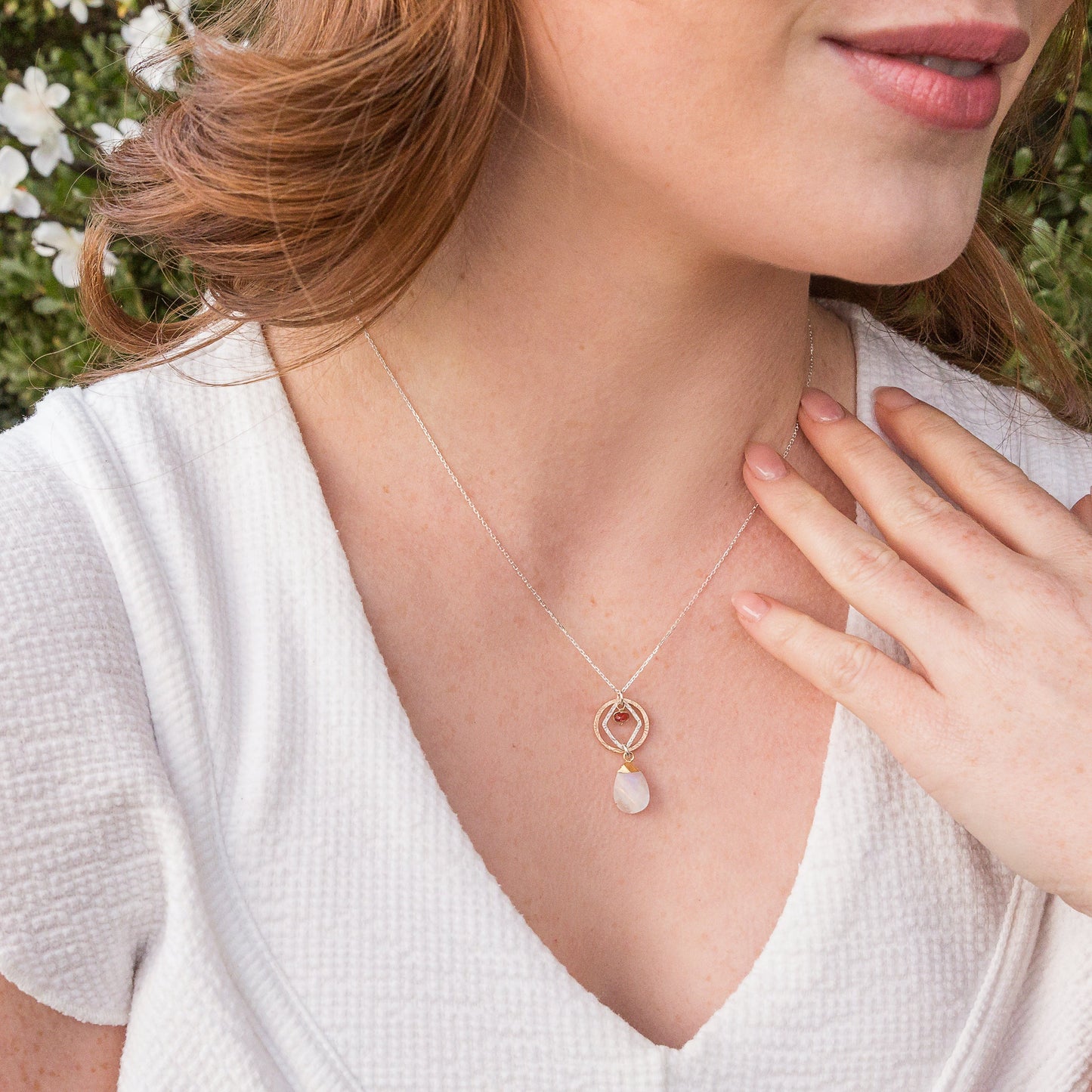 Moonstone Petal Necklace