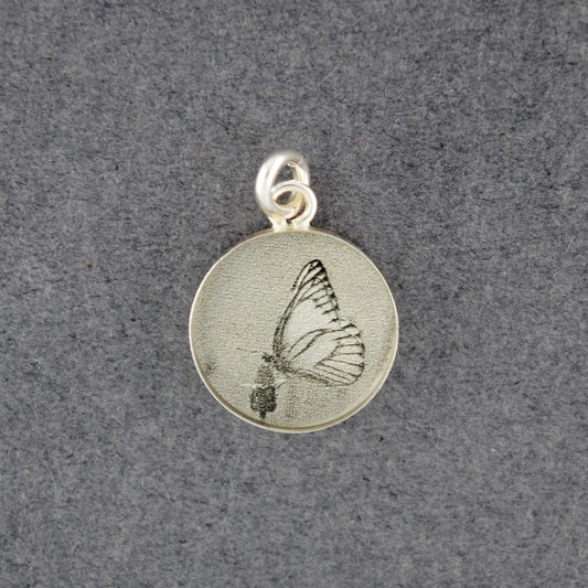 Sterling Silver Resting Butterfly Picture Pendant