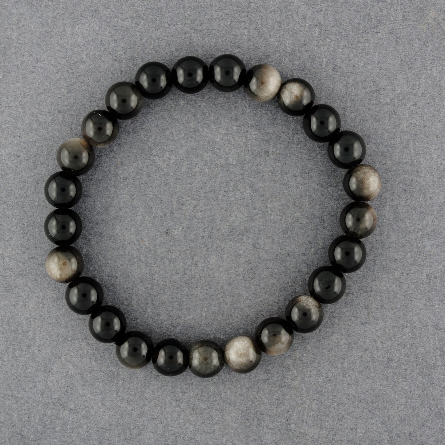 Silver Sheen Obsidian Beaded Bracelet