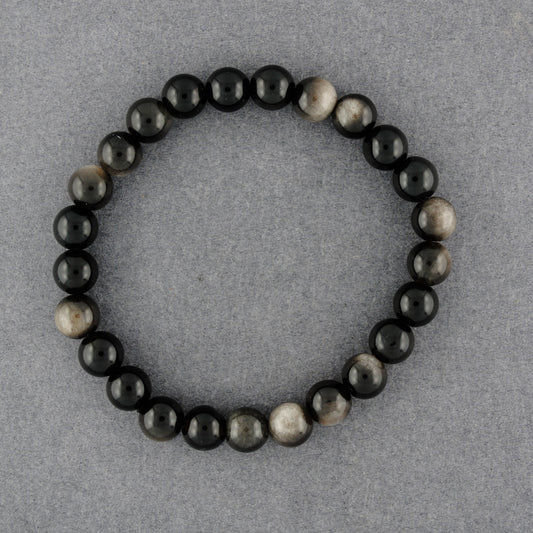 Silver Sheen Obsidian Beaded Bracelet