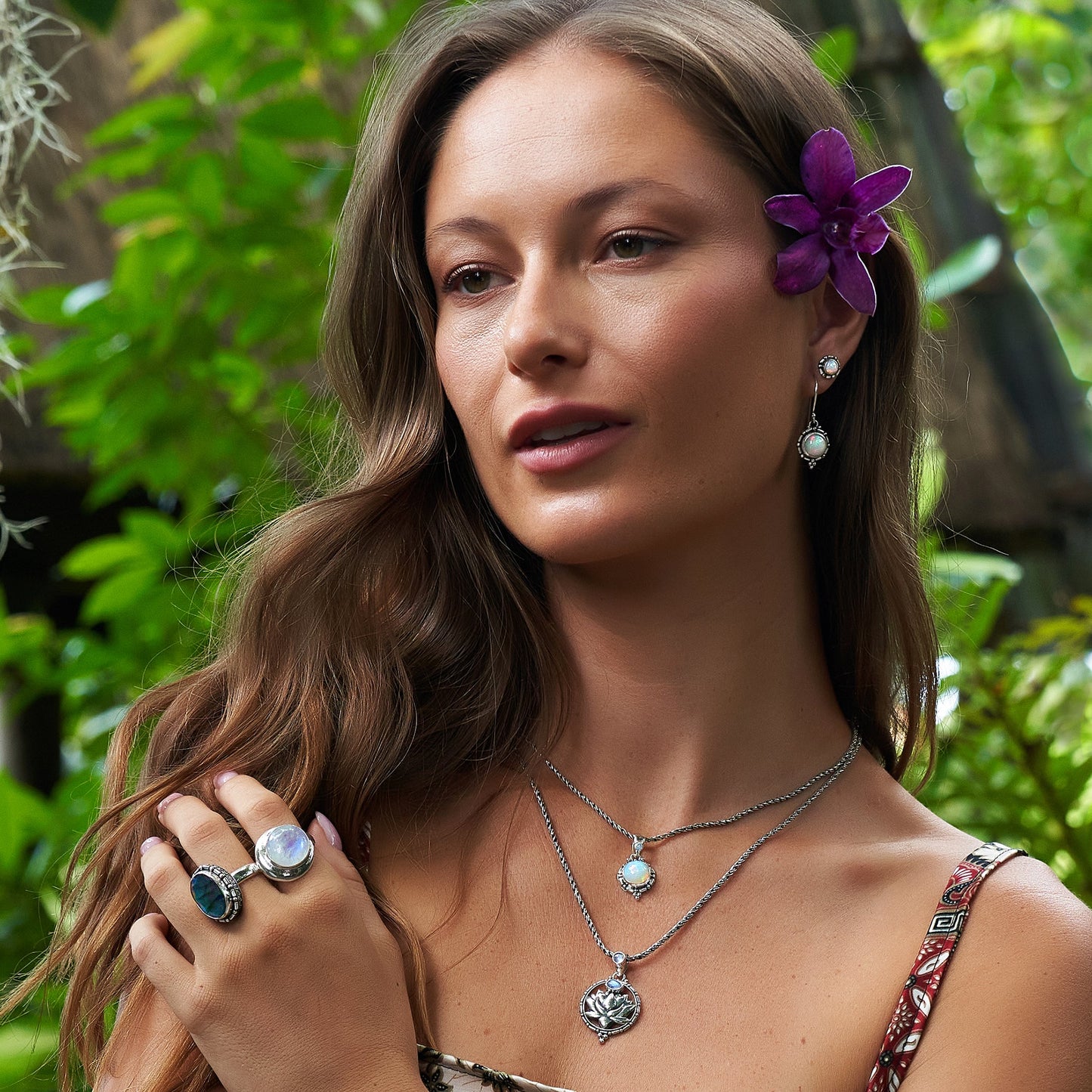 Lotus Flower Moonstone Necklace