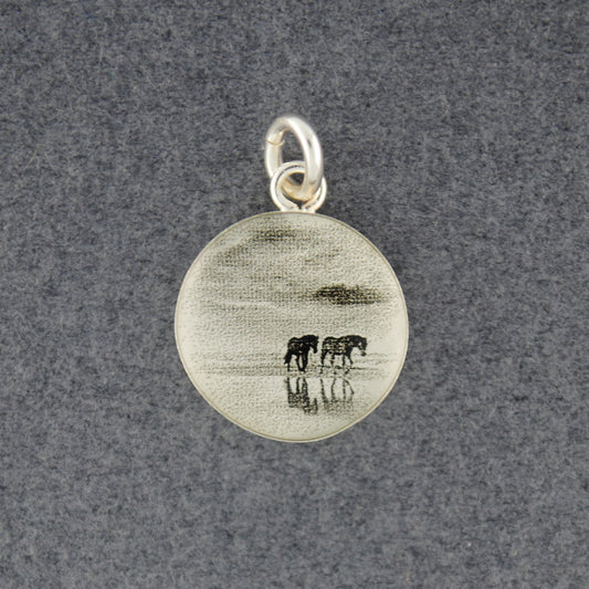 Sterling Silver Two Horses Picture Pendant